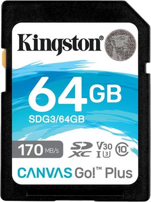 Модуль флеш-пам'яті Kingston 64GB SDXC Canvas Go Plus 170R C10 UHS-I U3 V30 99-00017983 фото
